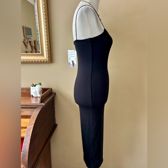 Naked Wardrobe NW Sultry Dress Black Bodycon Midi Dress Square Neck Size L NWT - Picture 10 of 12